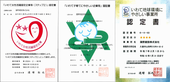 認定のマークと認定書